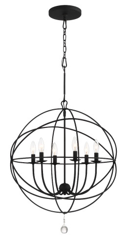 Solaris 6 Light Black Sphere Chandelier (9228-BK)