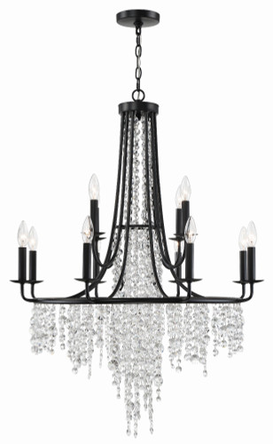 Gabrielle 12 Light Matte Black Chandelier (GAB-B7312-MK)