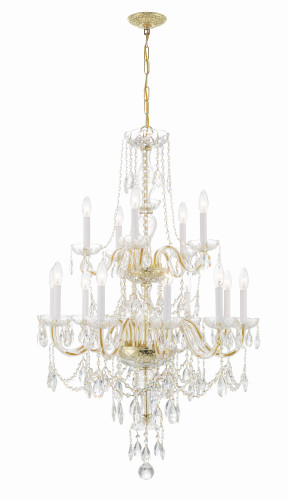 Traditional Crystal 15 Light Polished Brass Chandelier (1155-PB-CL-MWP)