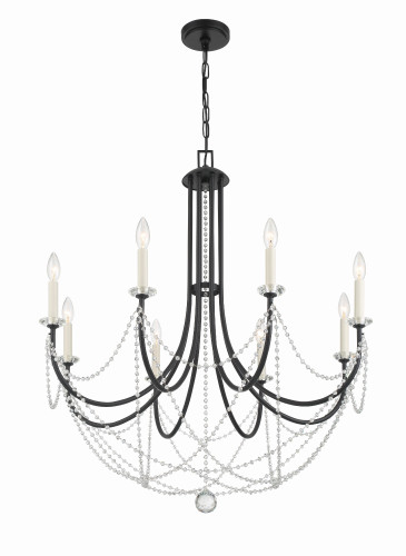 Delilah 8 Light Matte Black Chandelier (DEL-90808-MK)