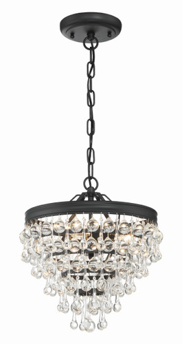 Calypso 3 Light Matte Black Mini Chandelier (130-MK)