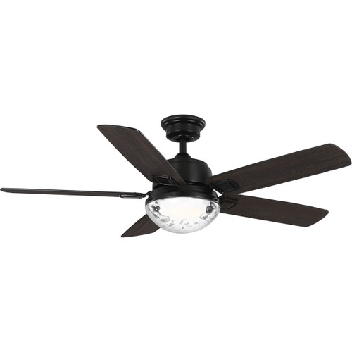 Tompkins Collection 52 in. Five Blade Matte Black Coastal Ceiling Fan with Integrated CCT-LED light (P250104-31M-CS)