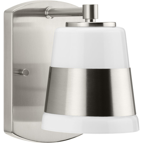 Haven Collection One-Light Brushed Nickel Opal Glass Luxe Industrial Bath Light (P300442-009)