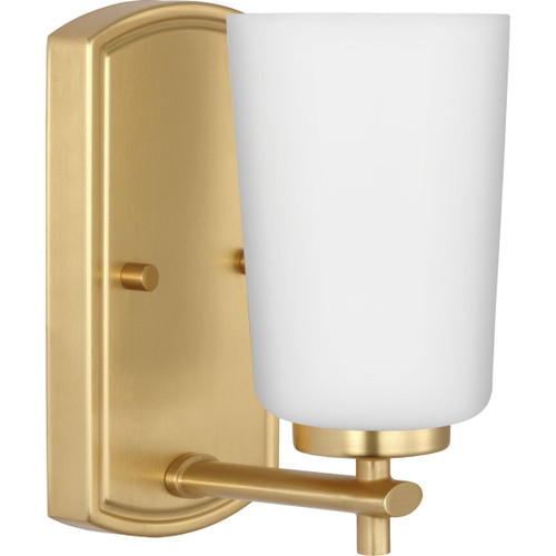 Adley Collection One-Light Satin Brass Etched Opal Glass New Traditional Bath Vanity Light (P300465-012)