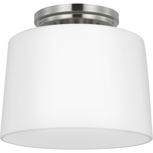 Adley Collection One-Light Brushed Nickel Etched Opal Glass New Traditional Flush Mount Light (P350260-009)