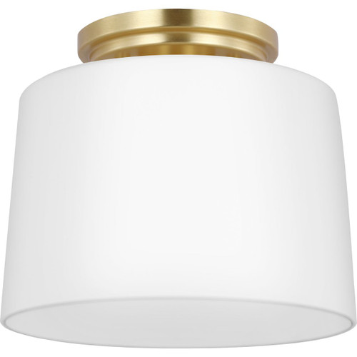 Adley Collection One-Light Satin Brass Etched Opal  Glass New Traditional Flush Mount Light (P350260-012)