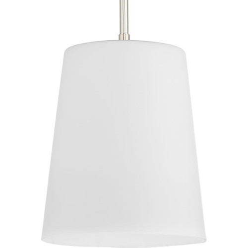 Clarion Collection One-Light Polished Nickel Etched White Transitional Pendant (P500429-104)