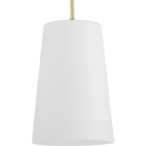 Clarion Collection One-Light Satin Brass Etched White Transitional Pendant (P500430-012)