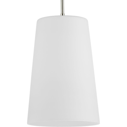 Clarion Collection One-Light Polished Nickel Etched White Transitional Pendant (P500430-104)