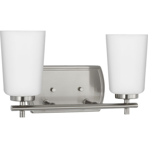 Adley Collection Two-Light Brushed Nickel Etched Opal Glass New Traditional Bath Vanity Light (P300466-009)