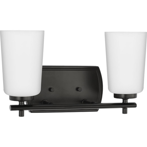 Adley Collection Two-Light Matte Black Etched Opal Glass New Traditional Bath Vanity Light (P300466-31M)