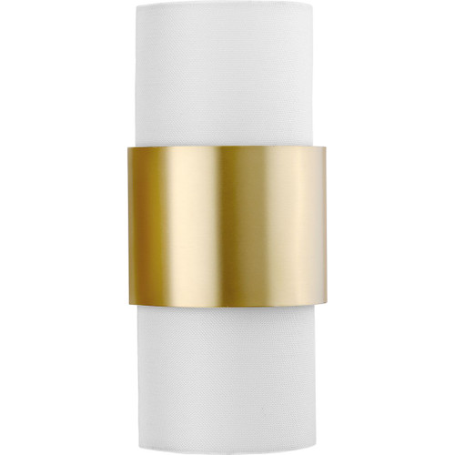 Silva Collection Two-Light Brushed Bronze White Linen Shade Wall Sconce (P710119-109)