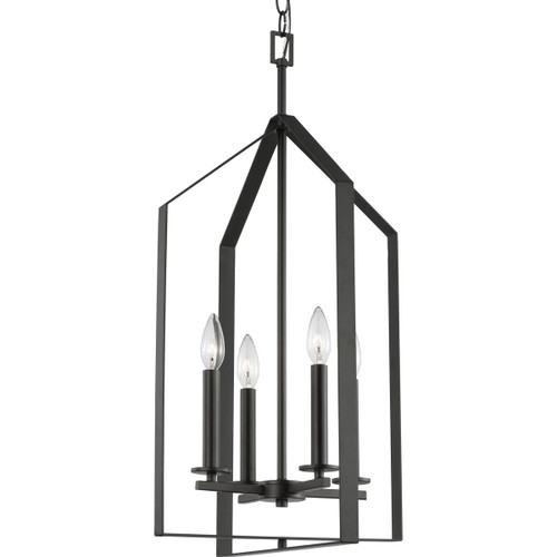 Vertex Collection Four-Light Matte Black Contemporary Foyer Light (P500432-31M)