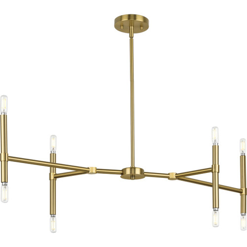 Arya Collection Eight-Light Brushed Gold Luxe Linear Chandelier (P400338-191)