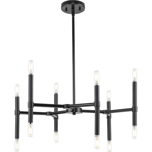 Arya Collection Twelve-Light Matte Black Luxe Chandelier (P400339-31M)