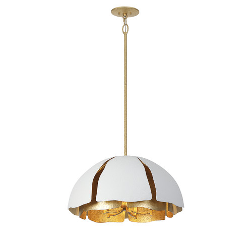 Brewster 5-Light Pendant in Cavalier Gold with Royal White (7-1399-5-14)