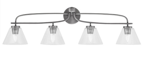Cavella 4 Light Bath Bar, Graphite Finish, 7" Clear Bubble Glass  (3914-GP-302)