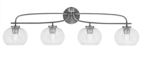 Cavella 4 Light Bath Bar, Graphite Finish, 7" Clear Bubble Glass (3914-GP-202)