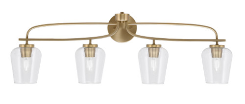 Cavella 4 Light Bath Bar, New Age Brass Finish, 5" Clear Bubble Glass (3914-NAB-210)