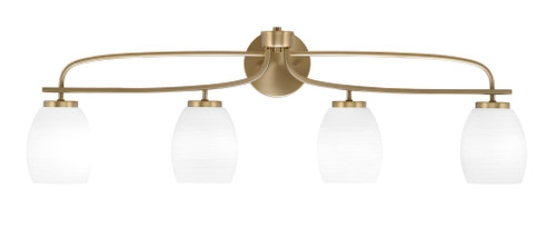 Cavella 4 Light Bath Bar, New Age Brass Finish, 5" White Linen Glass (3914-NAB-615)