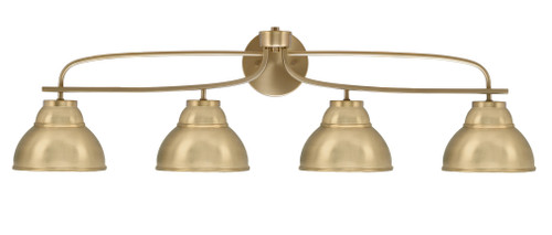 Cavella 4 Light Bath Bar, New Age Brass Finish, 7" New Age Brass Double Bubble Metal Shades (3914-NAB-427)