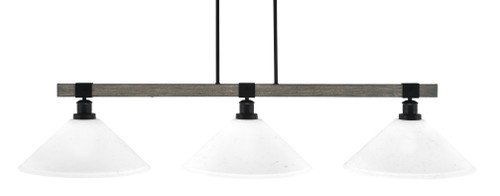 Tacoma 3 Light Bar In Matte Black & Painted Distressed Wood-Look Metal Finish With 16" White Muslin Glass (1863-MBDW-318)
