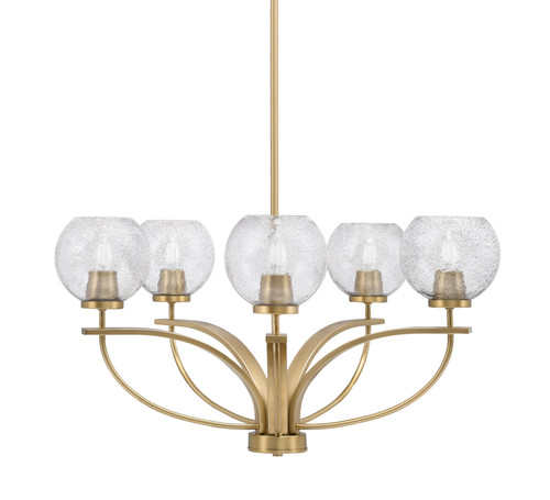 Cavella 5 Light, Uplight Chandelier With Hang Straight Swivel In New Age Brass Finish With 5.75" Smoke Bubble Glass (3905-NAB-4102)