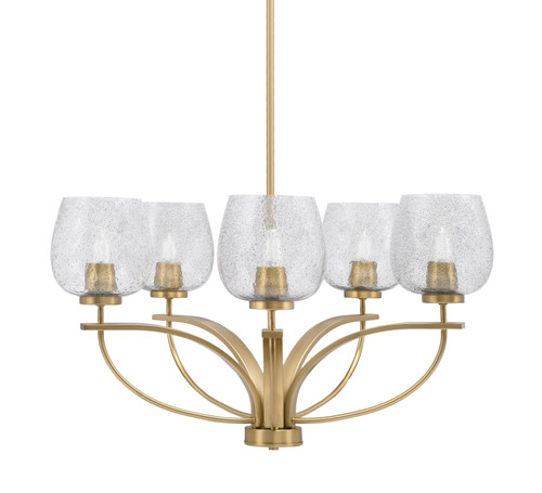 Cavella 5 Light, Uplight Chandelier With Hang Straight Swivel In New Age Brass Finish With 6" Smoke Bubble Glass (3905-NAB-4812)