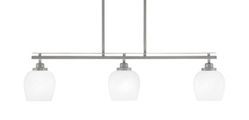 Odyssey 3 Light Island Light Shown In Brushed Nickel Finish With 6" White Marble Glass (2636-BN-4811)