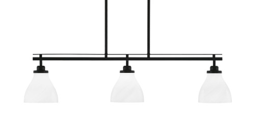 Odyssey 3 Light Island Light Shown In Matte Black Finish With 6.25" White Marble Glass (2636-MB-4761)