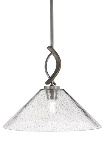 Monterey 1 Light Mini Pendant Shown In Graphite & Painted Distressed Wood-look Metal Finish With 16" Smoke Bubble Glass  (2901-GPDW-2162)