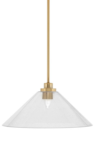 Odyssey Stem Hung Mini Pendant, New Age Brass Finish, 16" Clear Bubble Glass (2601-NAB-308)
