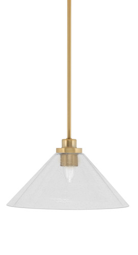 Odyssey Stem Hung Mini Pendant, New Age Brass Finish, 12" Clear Bubble Glass (2601-NAB-306)