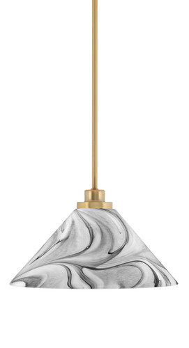 Odyssey Stem Hung Mini Pendant, New Age Brass Finish, 12" Onyx Swirl Glass (2601-NAB-2129)