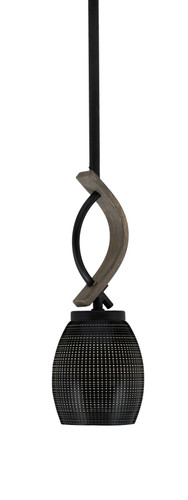 Monterey 1 Light Mini Pendant Shown In Matte Black & Painted Distressed Wood-look Metal Finish With 5" Black Matrix Glass (2901-MBDW-4029)