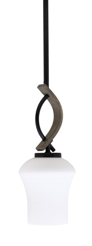 Monterey 1 Light Mini Pendant Shown In Matte Black & Painted Distressed Wood-look Metal Finish With 5.5" Zilo White Linen Glass (2901-MBDW-681)