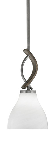 Monterey 1 Light Mini Pendant Shown In Graphite & Painted Distressed Wood-look Metal Finish With 6.25" White Marble Glass  (2901-GPDW-4761)