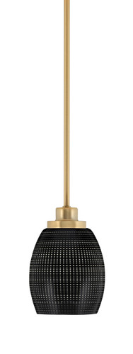 Odyssey Stem Hung Mini Pendant, New Age Brass Finish, 5" Black Matrix Glass  (2601-NAB-4029)