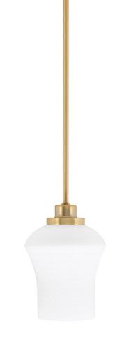 Odyssey Stem Hung Mini Pendant, New Age Brass Finish, 5.5" Zilo White Linen Glass (2601-NAB-681)