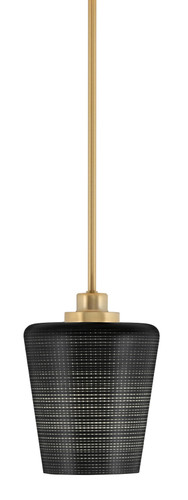 Odyssey Stem Hung Mini Pendant, New Age Brass Finish, 6" Black Matrix Glass  (2601-NAB-4039)
