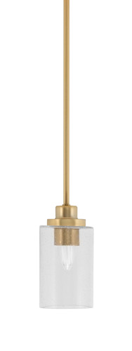 Odyssey Stem Hung Mini Pendant, New Age Brass Finish, 4" Clear Bubble Glass (2601-NAB-300)