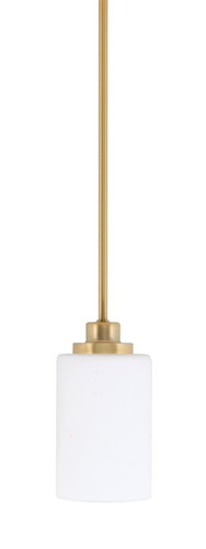 Odyssey Stem Hung Mini Pendant, New Age Brass Finish, 4" White Muslin Glass (2601-NAB-310)