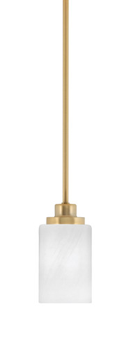 Odyssey Stem Hung Mini Pendant, New Age Brass Finish, 4" White Marble Glass (2601-NAB-3001)