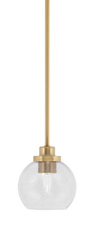 Odyssey Stem Hung Mini Pendant, New Age Brass Finish, 5.75" Clear Bubble Glass (2601-NAB-4100)