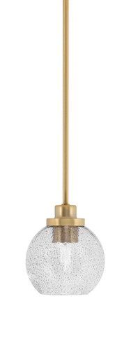 Odyssey Stem Hung Mini Pendant, New Age Brass Finish, 5.75" Smoke Bubble Glass (2601-NAB-4102)