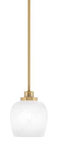 Odyssey Stem Hung Mini Pendant, New Age Brass Finish, 6" White Marble Glass (2601-NAB-4811)