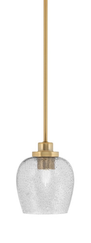 Odyssey Stem Hung Mini Pendant, New Age Brass Finish, 6" Smoke Bubble Glass (2601-NAB-4812)