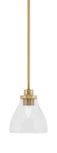 Odyssey Stem Hung Mini Pendant, New Age Brass Finish, 6.25" Clear Bubble Glass (2601-NAB-4760)
