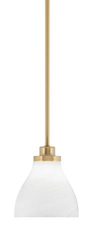 Odyssey Stem Hung Mini Pendant, New Age Brass Finish, 6.25" White Marble Glass (2601-NAB-4761)