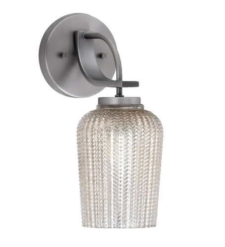 Cavella Wall Sconce, Graphite Finish, 5" Silver Textured Glass (3911-GP-4253)